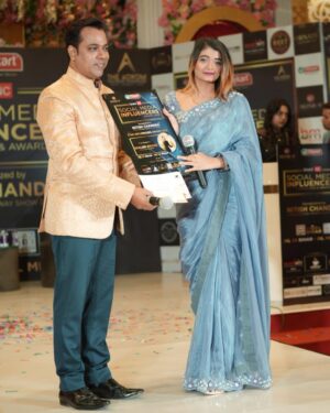 pikkachu girl Instagram - STAR INFLUENCER AWARD 2023 once again 💜😍 Thnku @nitishchandra.nc
.
Outfit by :- @bandhanbynehajain
.
.
.
.
.
.
.
.
#photoshoot #photo #star #starinfluencer #photoshooting #photogram #instadaily #instagood #instalove #support #foryou #awards #love #life #lifestyle