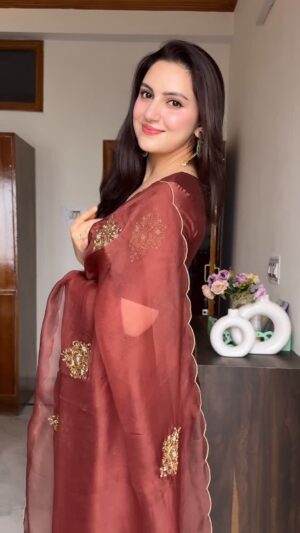 sheenam rajta Instagram - Absolutely in love with this gorgeous saree 🤎 ✨
.
.
.
.
#saree#ethnic#indianwear#houseofbani#sareelove❤️