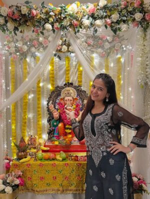 vishakha pandey Instagram - Call it my Ganpati OOTD series.💛
.
Outfit 1 : @myntra
Outfit 2 : Gifted by a friend
Outfit 3 & 7 : Chickenkaari Kirti from Lucknow local market.
Outfit 4 & 6 : Mumma’s Saree
Outfit 5 : @noor.e.kashmir
Outfit 8 : Dress from Goa’s local market paired with dupatta
Outfit 9 : Kurti bought from Sarojini and jeans is from @myzudio
Outfit 10 : @gulabi_dori
.
#vishakhapandey #lookbook #ootd #indian #indianoutfit #lookinspiration #ganpati #fashion #traditonal #traditions