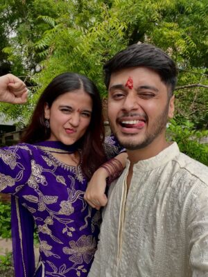 vishakha pandey Instagram - Happy Rakshabandhan❤️🫂
Outfit : @madcapbypsofficial 💜
#vishakhapandey #rakshabandhanspecial #rakshabandhan2025 #siblings #bhaibehen