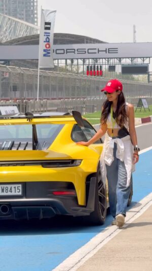 Aakriti Rana Instagram - Drove my dream car on the race track ! Yaaaay !
Thank you @porsche_in for such an exhilarating experience. 
I got to drive every Porsche super car on the track at the Porsche World Road Show in @buddh.international.circuit. It was INSANEEE! 

Tag someone who would love to do this! Which is your dream car? Comment below ❤️

[ Aakriti Rana, Porsche, GTR 911 GT3 RS, porsche India, porsche world road show, race track, buddh international circuit, super cars, dream come true ]