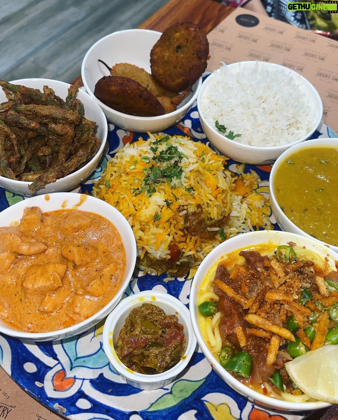 Afreen Burney - 3.6K Likes - Went to @ms.eatery yesterday as i was craving for some good desi food. Totally loved the ambiance, their service and the food😋 It’s a pretty cute restaurant with cozy and ethnic vibes. I ordered their shud desi thaali 1 and 2 as i have always been a fan of thaalis😍 (These 2 thaalis were enough for 5-6 easily)

Shud Thaali 1 includes: 
1. Daal Chawal 2. Kurkuri Bhindi 3. Makhni Handi 4. Prawn Biryani 5. Khausay Chicken  6. Mal Pura 7. Shami Kabab 8. Chilli Bites 9. Achar 10. Papri 11. Plain Naan 12. Garlic Naan Thaal Price: Rs.2500 

Shud desi thaali 2 includes:
1. Shami Kebabs (4 pieces) 2. Chilli Bites (4 pieces) 3. Makhni Handi Chicken 4. Paneer Reshmi Handi Chicken 5. Daigi Chicken Biryani 6. Prawn Chicken Biryani  7. Daal Chawal Kurkuri Bhindi 8. Beef Khausay 9. Pakistani Salad 10. Garlic Nans 11. Plain Nans 12. Green Chatni 13. Papri 14. Mal Pura 15. Shahi Tukrey Thaal Price: Rs.4500 

They have pretty wide range of desi and Pardesi food to enjoy😋

PR by @elitelife_ 🦋
@talhahotiana 

#afreenburney #mseatery #mseaterykarachi #karachi #karachifood #food #desifood #thaali #thaal #traditional #pakistanifood #traditionalfood #elitelife_ #prbyelitelife_