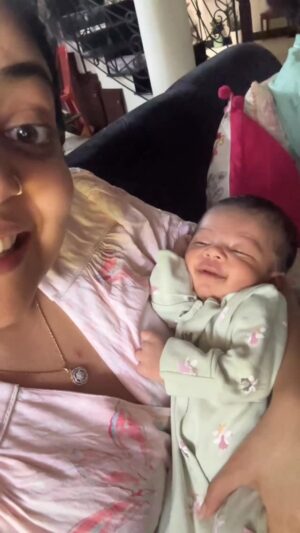 Ahana Kumar Instagram - Happy 3 Months of Omy! 🌼 This was 2 months ago when he was 13 days old and totally unaware of anything he was doing but just as I was taking a video, he looked into the camera and smiled, making me go Ohhhhmyyyyygoddddddd 🙂↔️😘🫶🏻♥️ #MissHimAsANewBorn 🥹