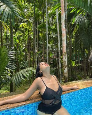 Akshita Rai Shrivastava Instagram - Chilling in a pool in the middle of the forest, check ✅
📍@stonewoodnatureresort , Gokarna
(Travel pictures, pool pictures, pool pics, bikini pictures, resort wear, resort pictures)