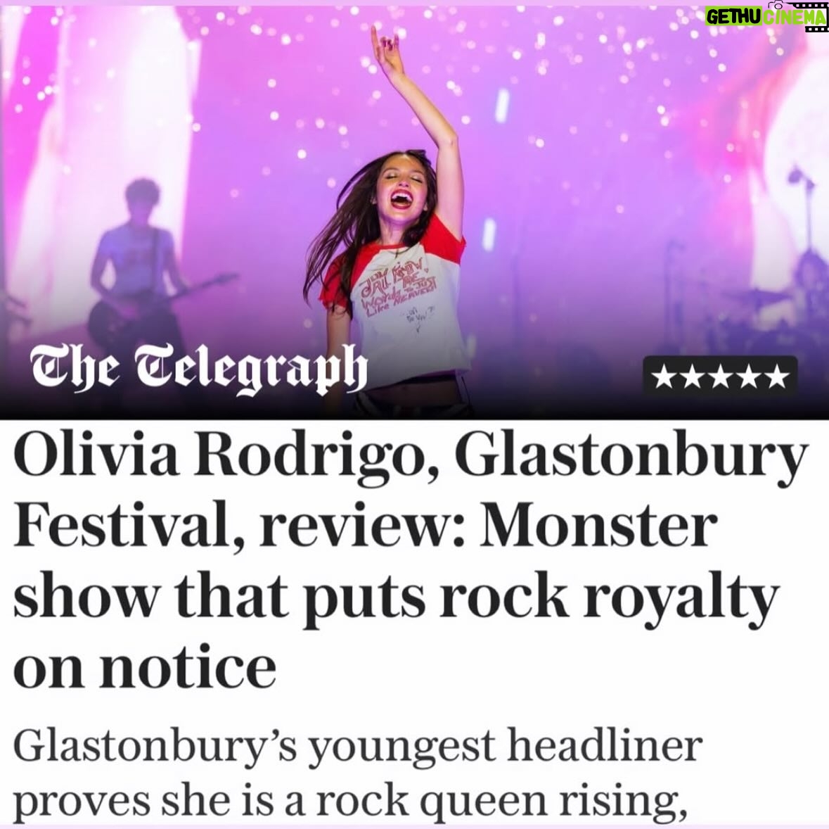Aleen Keshishian - 2.2K Likes - Wow!!! 🙌 @oliviarodrigo @glastofest 🇬🇧💫💥