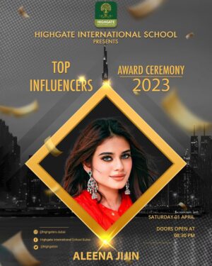 Aleenajijin Instagram - The celebrations for the biggest awards night have begun!
@highgateis.dubai
Highgate International School brings to you the Top Talents of UAE 🎖️Recognizing creativity and excellence in the Creator Economy!!
Here comes the “ Top Influencer Awards 2023 “ ⭐️ Mark your date on 🗓️ April 1st 2023
📍 Highgate International School, Dubai, UAE
#influencers #topinfluencersuae #awards #influencersawards #dubaievents #highgateinternationalschool #awardceremony