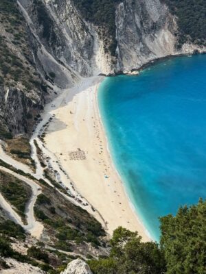 Amanda Lamb Instagram - Finally got to the beach I first saw over 25 years ago and never actually set foot on. Myrtos Beach in Kefalonia for a quick swim, followed by Fiskardo and Assos… now heading back to the @cunardcruiseline to head to Corfu tomorrow…. I love Greece and could happily grow old here…
