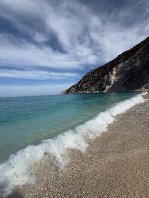 Amanda Lamb Instagram - Finally got to the beach I first saw over 25 years ago and never actually set foot on. Myrtos Beach in Kefalonia for a quick swim, followed by Fiskardo and Assos… now heading back to the @cunardcruiseline to head to Corfu tomorrow…. I love Greece and could happily grow old here…