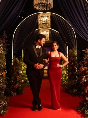 Amruta Deshmukh Instagram - When you think you’re done posting red carpet pictures, but then your gallery says, “Alexa, play ek din aap”💃🏻🕺🏻, Which means… sorry, but your feeds will see more of this night!
(Yes, more are coming… consider this a mini-series 😅) thanks to @__vadapav__ for amazing pictures!
.
Big love to @seemaaofficial for giving me a look that is sleek, effortless and just the confidence boost I needed ❤️
And of course, Prasad walking in style thanks to @nakshethnic | styling by @tanmay_jangam 🖤
🧿🧿🪬