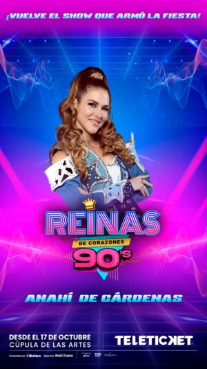 Anahí de Cardenas Instagram - 👑✨ ¡Estoy feliz de contarles que desde este 17 de octubre nos veremos en #ReinasDeCorazones90s!
Prepárense para un show donde vamos a reír, cantar y bailar con los mejores hits noventeros en un verdadero ambiente de fiesta 🎶💃
Y lo mejor: compartiré escenario con mis talentosos amigos:
🌟 Maria Grazia Polanco
🌟 Mayra Goñi
🌟 Cielo Torres
🌟 Ximena Palomino
🌟 Gina Yangali
🌟 Gino Pesaressi
🎟️ Entradas en @teleticket.oficial
📅 Fecha: Desde el 17 de octubre
📍 Lugar: La Cúpula de las Artes – Av. Manuel Olguín 200, Jockey Plaza
Gracias @soho_color
Producido por @Bluhaustalent
Dirección: Raúl Zuazo @raulzuazor
Dirección musical: Diego Dibós @diegodibos
#ReinasDeCorazones90s #Noventass #ShowMusical #noventeros #barlima