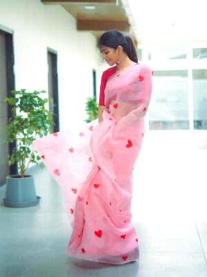 Ananthika Sanilkumar Instagram - Too much heart in one heartbeat ❤️🫶🏼
:
Saree : @rashmi_pinklabel 
Stylist : @sumaiya.alam 
📸 : @whoisbala