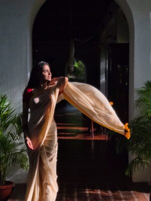 Anaswara Rajan Instagram - Saree for the birthday, heart with Onam, eyes on the lunar eclipse 🌼🌕✨

Just a quiet moment to say thanks — your wishes, love, and little check-ins meant a lot more than you probably realize.
Thanks again 💛🫂