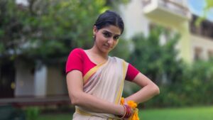 Anaswara Rajan Instagram - Saree for the birthday, heart with Onam, eyes on the lunar eclipse 🌼🌕✨

Just a quiet moment to say thanks — your wishes, love, and little check-ins meant a lot more than you probably realize.
Thanks again 💛🫂