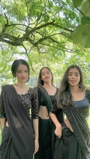 Aney Lepcha Instagram - 🖤🖤🖤#aneylepcha#gitugori#black#saree#dance#assam#india