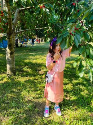 Angel Elena Instagram - My little cherry 🍒 😘enjoying summer in Canada😍
#mylifeincanda#reelinstagram❤️ #newpost#cherry#cherryfarm#canada#summer#enjoylife #cutie #beautifulday