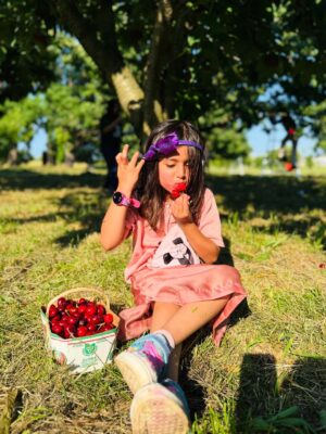 Angel Elena Instagram - My little cherry 🍒 😘enjoying summer in Canada😍
#mylifeincanda#reelinstagram❤️ #newpost#cherry#cherryfarm#canada#summer#enjoylife #cutie #beautifulday