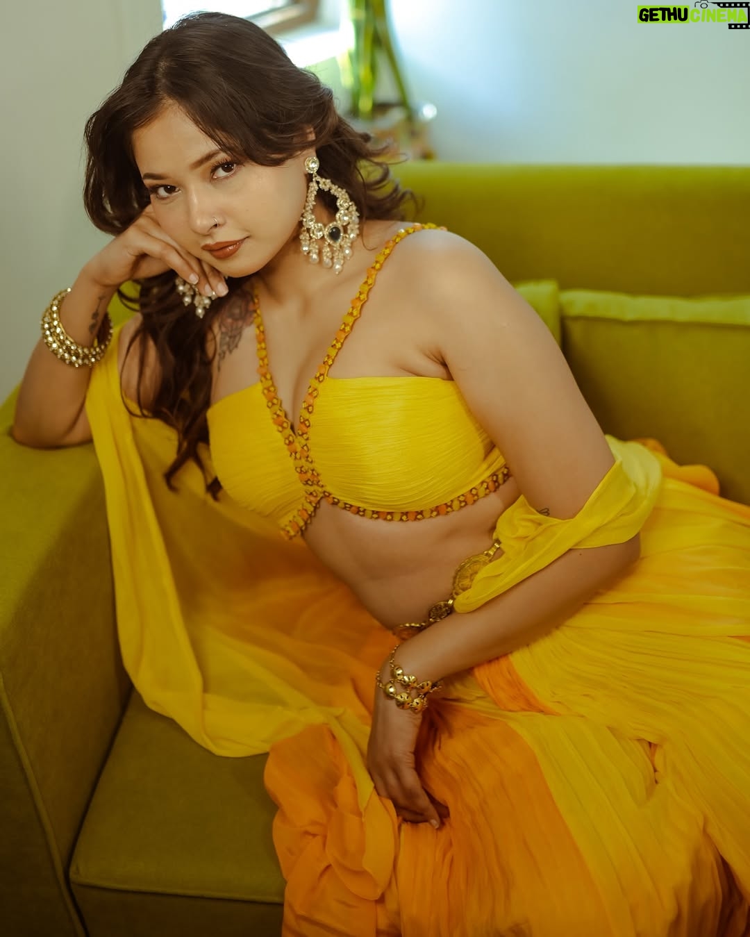 Anisha Sahai - 770 Likes - soft petals, fierce roots 🌿💛⚡️ 

wearing @hani.s_official 
shot by @sumitclickography
