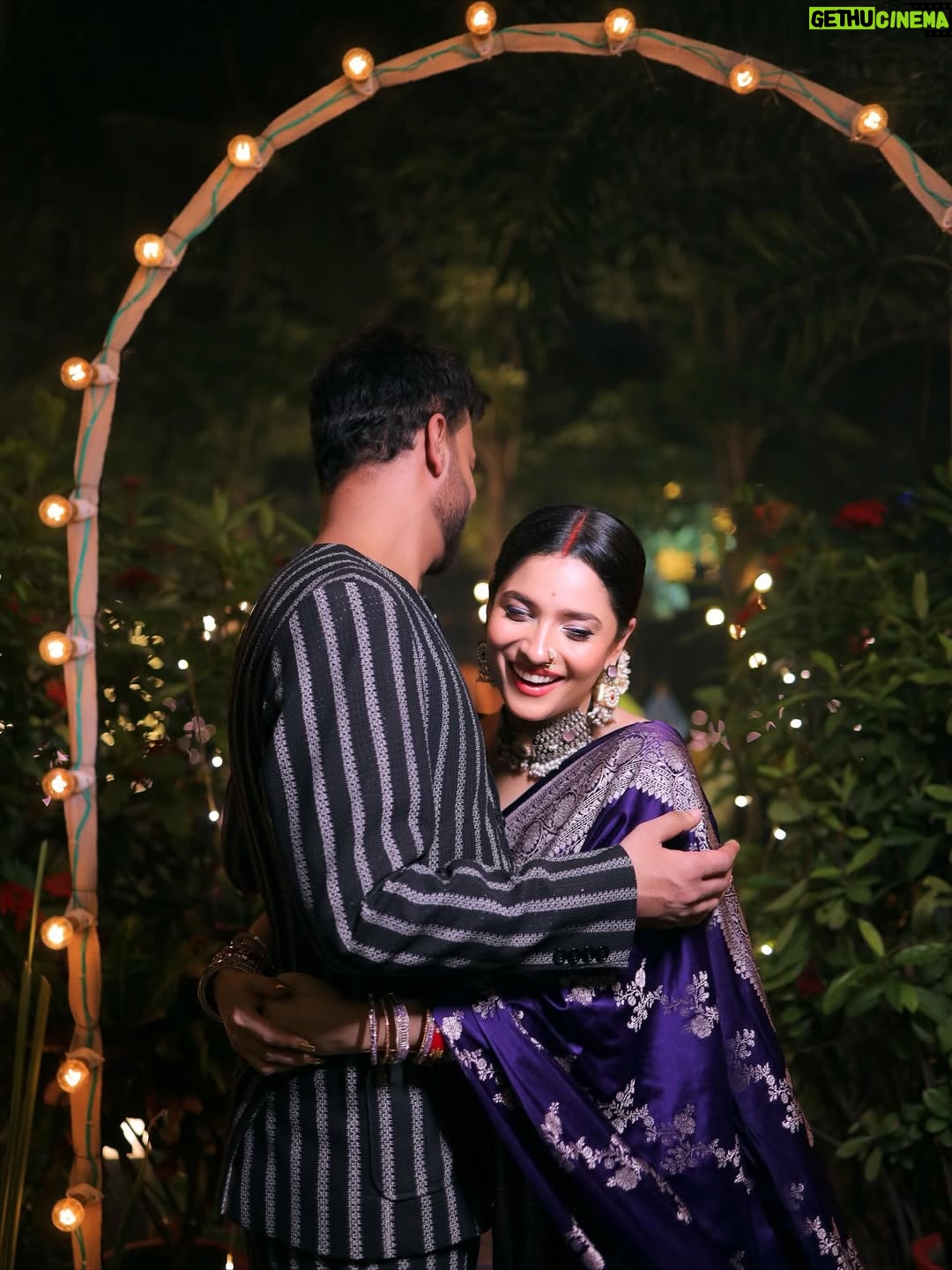 Ankita Lokhande - 624.5K Likes - In his arms, she finds a human pillow... 
and in her smile, he finds a reason to tolerate her sarcasm…:
Together, they're not just two souls - they're one weird, quirky heartbeat wrapped in forever.♾️
#TogetherForever #AnkitaLokhande #anvikikahani LoveBeyondWords