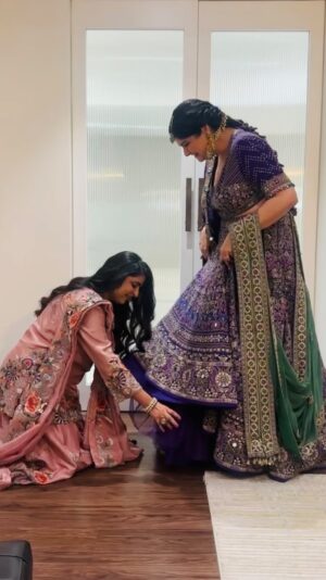 Anshula Kapoor Instagram - From fixing your lehenga at your mehendi in December 2021 to you fixing mine in October 2025… funny how life has a way of coming full circle 🥹

When your kaleeras fell on me, I joked about it! But maybe the universe had already decided what came next, because that’s when Rohan walked in.

My person. My human diary. My emotional thermostat, my @nishikib ❤️
Wouldn’t know how to do life without you!