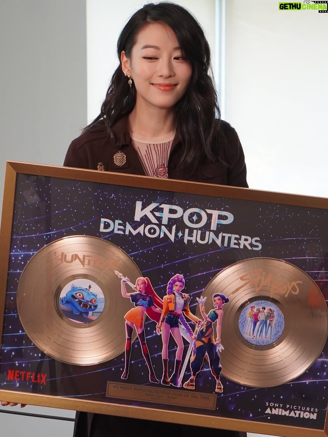 Arden Cho - 272.8K Likes - Three years ago, on August 26, 2022, my first series as a lead, Partner Track premiered. It was canceled after the first season — and with that, it killed my desire to keep acting. I was heartbroken, discouraged and done after giving it 20 years of my life. I quit. Traveled for a year and disappeared.

When I finally chose to come back, it was only for Asian-led projects that truly inspired me whether my part was big or small — Maybe Happy Ending, Avatar: The Last Airbender, and then of course Kpop Demon Hunters.

On August 26, 2025 — the exact same date 3 years later — my second project as a lead since Partner Track became the #1 watched film on Netflix and a box office hit. If that’s not a sign from God to keep going, I don’t know what is. I thought my time was done but it’s absolutely wild that it’s the exact same date. 

Thank you @netflix and @sonyanimation for this beautiful gift! Having my name on it feels extra special and real? Thank you for this custom Rumi Labubu — and thank YOU all for watching, streaming, and sharing. Thankful to have voiced Rumi & been a part of so many meaningful projects. 

This 3 year mark has been healing and I’m ready to keep creating. 💜 Currently working on the most incredible movie with absolute STARS✨, can’t wait to show you our insane cast for PERFECT GIRL - 9 Asian female leads! Pouring all my love and energy into this movie and beyond thankful to be surrounded by such kind, hardworking people in our entire cast and crew! Kindness is contagious y’all!!! ☺️