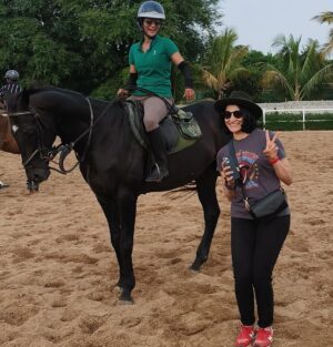 Ashwini Ponnappa Instagram - 👭🐎 🐕 🌅
.
.
.
.
#muchneeded ♥️