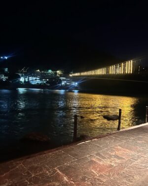 Astha Khandelwal Instagram - Finding solace in the gentle whispers of the night by the Ganga🕊️✨
#NightWalkVibes #UnderTheMoon #MoonlitNights #EveningStroll #SereneMoments #QuietNights #StarrySkies #NatureVibes #CalmAndQuiet #NighttimeMagic