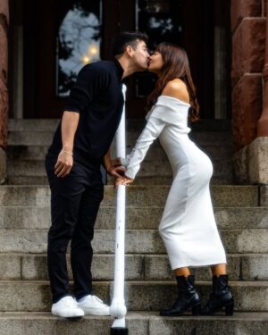Aurélie Moeremans Instagram - On December 30th, we decided to get our marriage license sorted out at the Old Orange County Courthouse so that by the time our big wedding in April rolls around, we can fully enjoy the moment without worrying about paperwork. We thought it was just going to be signing some documents and that’s it—but to our surprise, after signing, the clerk said, ‘Alright, now let’s head to the altar for the ceremony.’ 😅

We weren’t planning for any kind of ceremony and even told her that, but she explained it’s part of the process to make it official. Luckily, I had the random thought to wear a white dress that day—it wasn’t fancy, but at least it felt fitting! Tyler’s mom, dad, and sister were there to support us, which made the moment even more special.

So there we were, doing an impromptu courthouse ceremony. It was simple, unexpected, and unplanned, but also sweet in its own way. Now, we’re officially married, but we’re still looking forward to our big wedding in April with a beautiful ceremony, and a celebration with all our family and friends. Can’t wait to share that moment with you all!

📸 @reagan_dambra