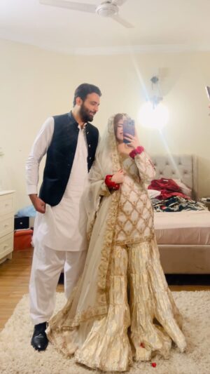 Ayesha Ijaz Instagram - First awkward video post nikkah w my 🌙🤪
Dress by @asianbrides_by_haroon
MUA @rahat.afridi.mua
Styled by my fav @harry_events_and_pr
#nikkahlook #nikkah #nikkahready #pakistaniweddings