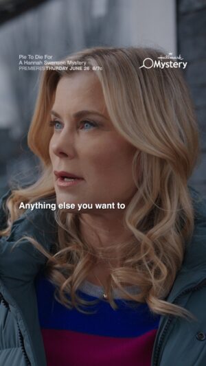 Barbara Niven Instagram - Watch out, Hannah Louise, Delores is not happy! Pie to Die For: A #HannahSwensen Mystery premieres Thursday at 8/7c on Hallmark Mystery. Stream it now on @HallmarkPlus. Start your free trial at the link in bio.