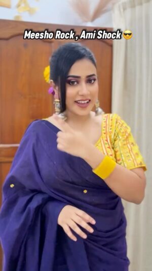 Barsha Patra Instagram - #nonsponsored Meesho saree 332 bhabte parchi na just😎Comment "Link" For Saree, Blouse & Earrings ❤️ Saree - Rs.332 Blouse - 477☺️