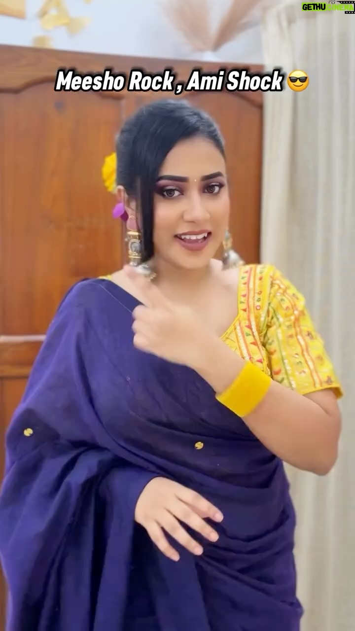 Barsha Patra - 5.5K Likes - #nonsponsored Meesho saree 332 bhabte parchi na just😎Comment "Link" For Saree, Blouse & Earrings ❤️ Saree - Rs.332 Blouse - 477☺️