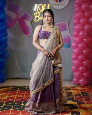 Bhavi Mewada Instagram - When tradition calls, I answer in style💜✨
Last photo😍🧿
.
.
Outfit- @the_adhya_designer
MUA- @nikitas_bridal_studio
📸- @sensational_shutterz
.
.
#instagram #new #post #photoshoot #photographers #portrait #portraitphotography #portrait_vision #fashion #fashiongram #fashionista #fashionable #cuteness #traditional #look #2025 #function #babyshower #vibes #explore #foryou #bhavi #bhavisknotique #bhavicrew
