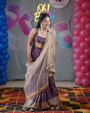 Bhavi Mewada Instagram - When tradition calls, I answer in style💜✨
Last photo😍🧿
.
.
Outfit- @the_adhya_designer
MUA- @nikitas_bridal_studio
📸- @sensational_shutterz
.
.
#instagram #new #post #photoshoot #photographers #portrait #portraitphotography #portrait_vision #fashion #fashiongram #fashionista #fashionable #cuteness #traditional #look #2025 #function #babyshower #vibes #explore #foryou #bhavi #bhavisknotique #bhavicrew