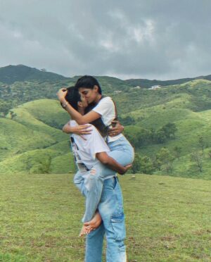 Bhavna Jain Instagram - Wait for someone that makes you smile so hard that your cheeks hurt and loves you so much that you can feel it through their fingertips when they brush the hair out of your eyes and lean in to kiss you. ✨
(Couple goals, couple poses, aesthetic, mountain, photography, Pinterest inspired, love, real life, poses, relationship goals, love quotes, Kerala tourism, lover)
#couplegoals❤️ #relationships #throwback #mountains #kerala
