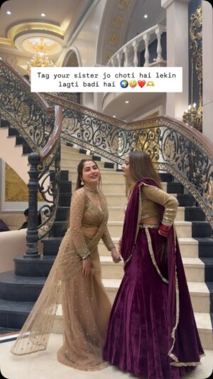 Bhumi Satija Instagram - Tag your sister ❤️🌍
Saree from @zardozidreamss
Suru outfit from @threads_n_trend
Jewellery @bombay.creations