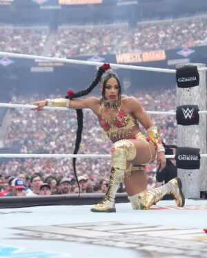 Bianca Crawford Instagram - Gear & Entrance Piece: MADE BY ME
greatEST Gear of ALL TIME
🌹🌹🌹🌹🌹🌹
When I was a little girl my Mama asked me what I wanted to be when I grew up and I said “I want people to throw roses at my feet”.she was confused, but we eventually realized I saw someone on tv performing; receiving a round of applause as people threw roses on stage. Basically, I was saying I wanted to perform. I wanted to entertain. I wanted to pour so much of myself into something that it would make people feel so much and have them jumping to their feet! When you work hard and succeed (success is your own definition) you will get your flowers!

I’ve poured so much of myself into what I do. I love what I do. I’m GREAT at what I do, but that doesn’t mean I don’t get tired, frustrated, overwhelmed, burnt out… I work my ASS off INSIDE AND OUTSIDE the ring because I want to be remembered as someone who earned and deserved EVERYTHING they have gotten, I want to be remembered as someone who entertained you and made you feel something, I want to be remembered as an innovator never duplicator, a trendsetter, and history maker, a one of a kind generational talent that makes a difference in an impactful way and changed the game.
Win or lose I love what I do. Win or lose I’m always proud of the body of work WE do. And win or lose I’ll never let up.

My family has always been my biggest supporters and they have always been with me every step of the way. this #wrESTleMania was special because they were even out there with me.  My step daughter was in my entrance jump roping with her braid. I almost broke hugging her and my parents and husband were with me in my entrance. I was so overwhelmed with time and making my gear. My parents flew down on my bday and we all collectively made this entrance piece. It was a full circle moment of telling my Mama I want people to throw roses at my feet as a kid to now being in WWE and having my mama & daddy toss roses to me & @montezfordwwe as we tag teamed to make this piece. 
I’m walking in my purpose and damn it win or lose cheers or boos “it is what it is”. WE did that yesterday and I’ll be damned if I didn’t get my flowers!
#ESTofWWE