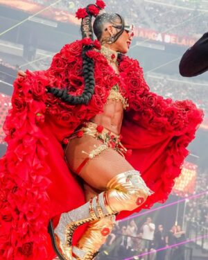 Bianca Crawford Instagram - Gear & Entrance Piece: MADE BY ME
greatEST Gear of ALL TIME
🌹🌹🌹🌹🌹🌹
When I was a little girl my Mama asked me what I wanted to be when I grew up and I said “I want people to throw roses at my feet”.she was confused, but we eventually realized I saw someone on tv performing; receiving a round of applause as people threw roses on stage. Basically, I was saying I wanted to perform. I wanted to entertain. I wanted to pour so much of myself into something that it would make people feel so much and have them jumping to their feet! When you work hard and succeed (success is your own definition) you will get your flowers!

I’ve poured so much of myself into what I do. I love what I do. I’m GREAT at what I do, but that doesn’t mean I don’t get tired, frustrated, overwhelmed, burnt out… I work my ASS off INSIDE AND OUTSIDE the ring because I want to be remembered as someone who earned and deserved EVERYTHING they have gotten, I want to be remembered as someone who entertained you and made you feel something, I want to be remembered as an innovator never duplicator, a trendsetter, and history maker, a one of a kind generational talent that makes a difference in an impactful way and changed the game.
Win or lose I love what I do. Win or lose I’m always proud of the body of work WE do. And win or lose I’ll never let up.

My family has always been my biggest supporters and they have always been with me every step of the way. this #wrESTleMania was special because they were even out there with me.  My step daughter was in my entrance jump roping with her braid. I almost broke hugging her and my parents and husband were with me in my entrance. I was so overwhelmed with time and making my gear. My parents flew down on my bday and we all collectively made this entrance piece. It was a full circle moment of telling my Mama I want people to throw roses at my feet as a kid to now being in WWE and having my mama & daddy toss roses to me & @montezfordwwe as we tag teamed to make this piece. 
I’m walking in my purpose and damn it win or lose cheers or boos “it is what it is”. WE did that yesterday and I’ll be damned if I didn’t get my flowers!
#ESTofWWE