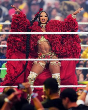 Bianca Crawford Instagram - Gear & Entrance Piece: MADE BY ME
greatEST Gear of ALL TIME
🌹🌹🌹🌹🌹🌹
When I was a little girl my Mama asked me what I wanted to be when I grew up and I said “I want people to throw roses at my feet”.she was confused, but we eventually realized I saw someone on tv performing; receiving a round of applause as people threw roses on stage. Basically, I was saying I wanted to perform. I wanted to entertain. I wanted to pour so much of myself into something that it would make people feel so much and have them jumping to their feet! When you work hard and succeed (success is your own definition) you will get your flowers!

I’ve poured so much of myself into what I do. I love what I do. I’m GREAT at what I do, but that doesn’t mean I don’t get tired, frustrated, overwhelmed, burnt out… I work my ASS off INSIDE AND OUTSIDE the ring because I want to be remembered as someone who earned and deserved EVERYTHING they have gotten, I want to be remembered as someone who entertained you and made you feel something, I want to be remembered as an innovator never duplicator, a trendsetter, and history maker, a one of a kind generational talent that makes a difference in an impactful way and changed the game.
Win or lose I love what I do. Win or lose I’m always proud of the body of work WE do. And win or lose I’ll never let up.

My family has always been my biggest supporters and they have always been with me every step of the way. this #wrESTleMania was special because they were even out there with me.  My step daughter was in my entrance jump roping with her braid. I almost broke hugging her and my parents and husband were with me in my entrance. I was so overwhelmed with time and making my gear. My parents flew down on my bday and we all collectively made this entrance piece. It was a full circle moment of telling my Mama I want people to throw roses at my feet as a kid to now being in WWE and having my mama & daddy toss roses to me & @montezfordwwe as we tag teamed to make this piece. 
I’m walking in my purpose and damn it win or lose cheers or boos “it is what it is”. WE did that yesterday and I’ll be damned if I didn’t get my flowers!
#ESTofWWE