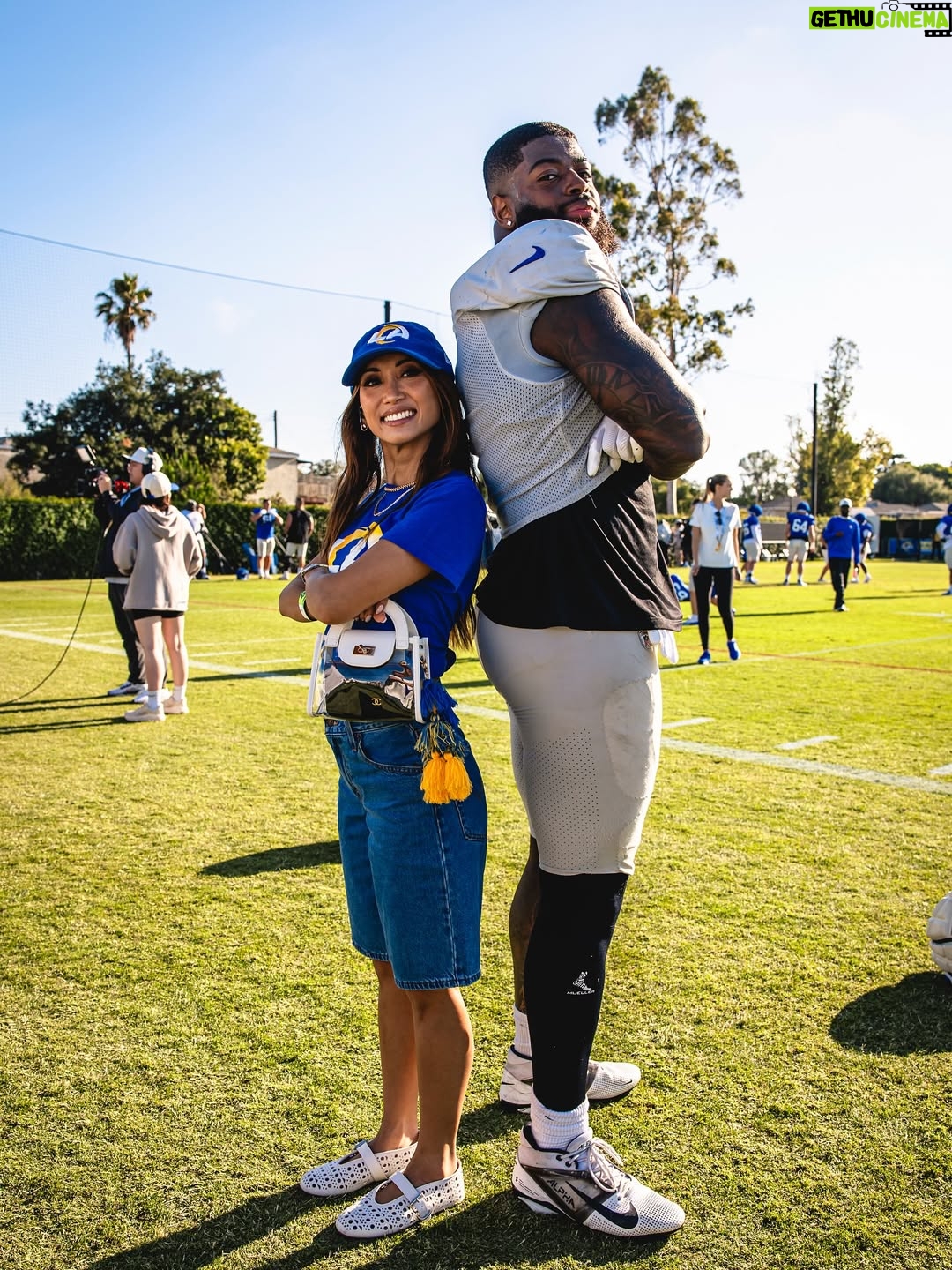 Brenda Song - 211.9K Likes - I’m still so overwhelmed that this happened, I can’t even think of a caption. Haha. How is this my life?!?

Thank you so much @rams for having us. I didn’t think I could love this team more, but I do! 💙💛