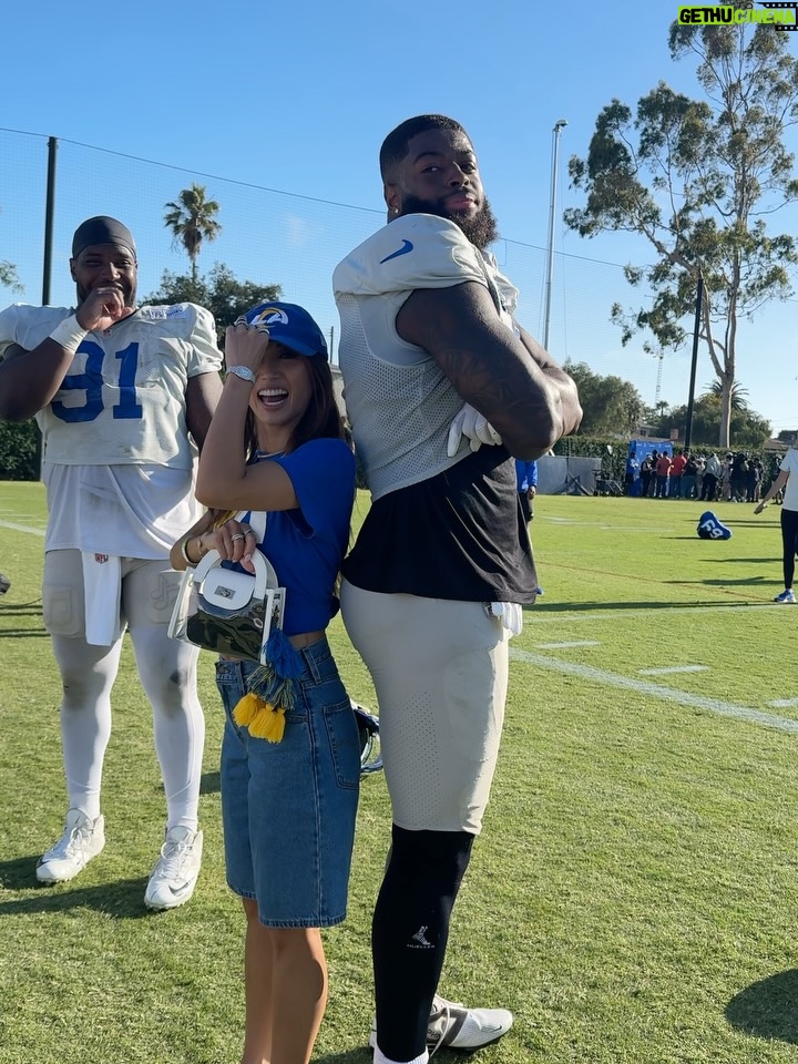 Brenda Song - 211.9K Likes - I’m still so overwhelmed that this happened, I can’t even think of a caption. Haha. How is this my life?!?

Thank you so much @rams for having us. I didn’t think I could love this team more, but I do! 💙💛