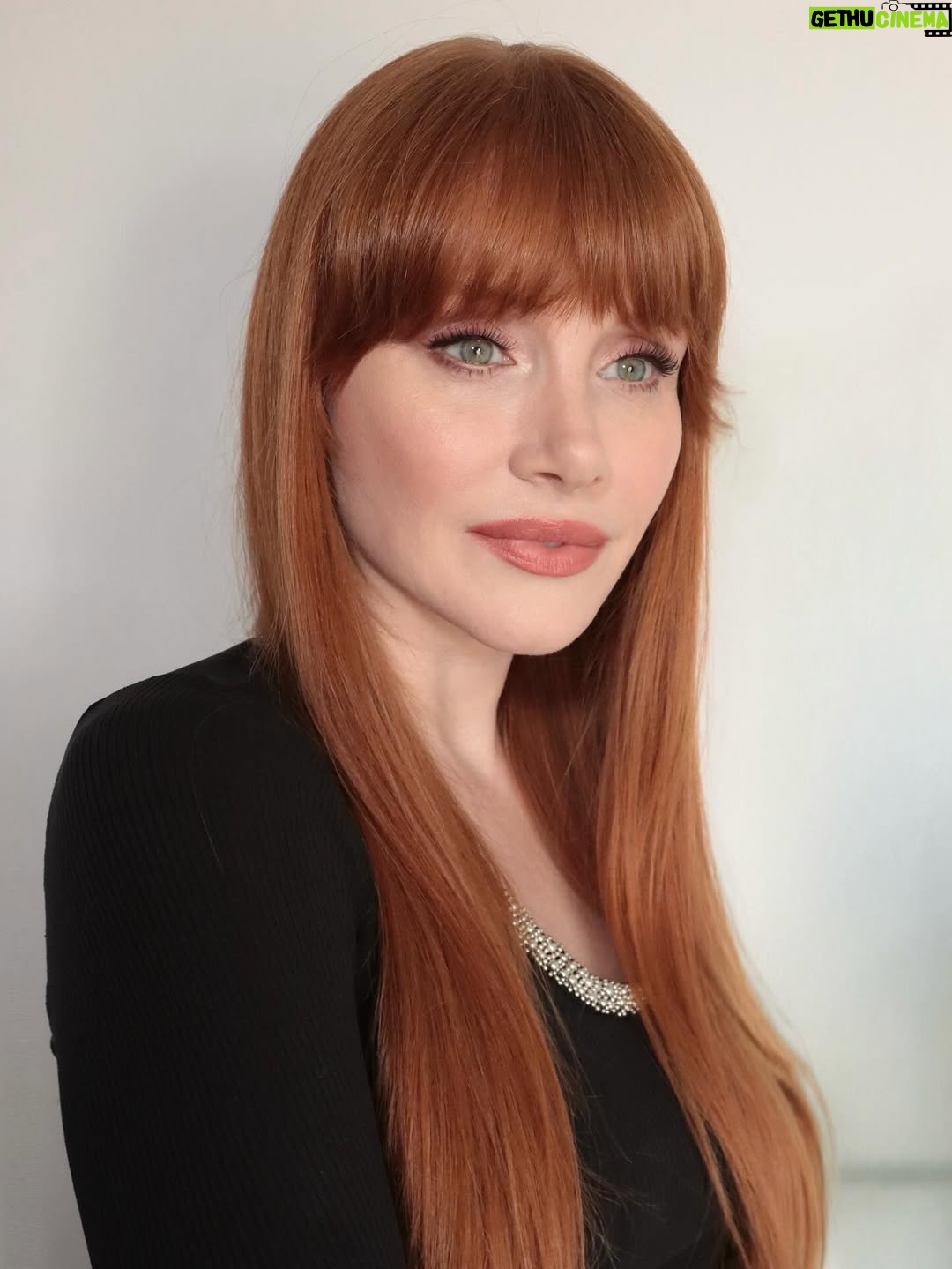 Bryce Dallas Howard - 344.8K Likes - @nikki_makeup, you can do no wrong ✨⁣
⁣
Makeup & Photo by @nikki_makeup⁣
⁣
[ID: In the makeup trailer for a behind-the-scenes interview, BDH poses for portraits wearing a black shirt with silver beading around the collar. Her makeup is dewy and clean and her hair is down and incredibly long — it’s day 123 of not cutting it (aside from her bangs) and she’s loving it.]