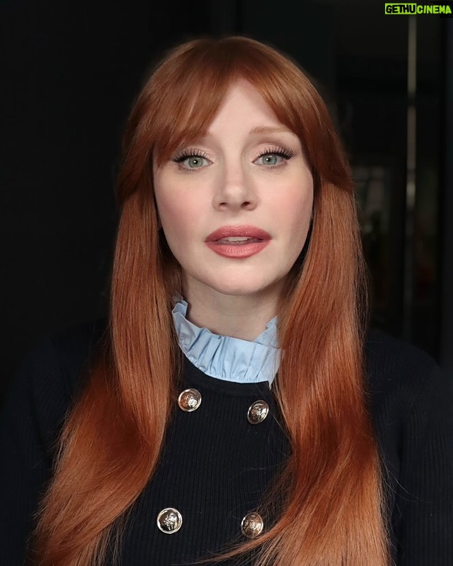 Bryce Dallas Howard - 468.8K Likes - Thank you #SXSWLondon for hosting the world premiere of Deep Cover — right in Shoreditch, in the very neighborhood where we filmed, surrounded by the team who brought it to life.

This film is a love letter to improv, to London, and to every cast and crew member who poured their talent and heart into it. 

#DeepCover streams June 12 on @primevideo.

Hair: @halleybrisker
Makeup: @nikki_makeup
Nails: @veenailz

📸 1-2, 7-8: @nikki_makeup
📸 3-5: Getty Images for SXSW London
📸 6: Anthony Harvey/Shutterstock for Amazon Prime Video

[ID: BDH poses for portraits wearing a navy blue @sandroparis sweater with rows of silver buttons on the front on a light blue ruffle collar.  

At the @sxswlondon premiere of Deep Cover, she stands alongside the cast and crew in a black @sandroparis striped three-piece suit with sequins and @stuartweitzman heels. Her hair is straight and falls behind her shoulders. 

And before the premiere, the trio (BDH, Orlando, and Nick) surprise an improv class at the legendary @comedystorelondon and take a photo on the iconic blue-curtained stage. BDH wears a grey @majeparis sweater with a lace collar, @mother jeans, and her silver @rebeccaminkoff pumps.]
