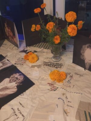 Cam Instagram - Oh how cozy 🕯️ 🥂 Singing without a mic (or shoes) for friends on a warm summer evening. Marigolds, candles, quilts and stories about how we are making it thru 🕊️
