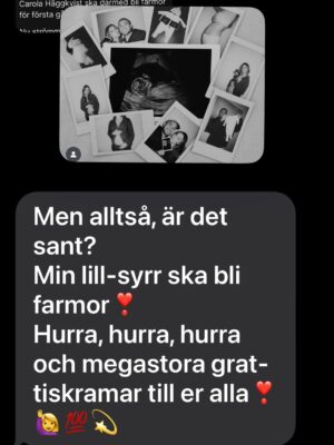 Carola Häggkvist Instagram - Happy! Jag ska få den stora glädjen att bli farmor och nu vet visst alla om det. hi hi! Tänk vad livet har att ge och vad tiden går undan… Så lycklig för Amadeus och Matilda! Fick denna prydnads skylt vid vår middag när de berättade om nyheten!! Hi hi Har den vid min säng nu och på väggen hänger min och Amadeus gamla julkort … love, time & life. ♥️♥️♥️ Den här låten skrev jag till Amadeus student - ’Til the end’ heter den. På väg i bilen nu på repetion inför den stora enda Pop konserten i år i Unity arena, Oslo på lördag! Vi ses. Kärlek i mängd. Det kan vi nog aldrig få för mkt av. Eller hur? Är du sugen på att komma på lör tror jag d kan finnas några stå platser kvar på Ticketmaster.no ✌🏼🎶💯💥🍒 The statement! Nu rockar vi på vidare. Carola - Song of joy!