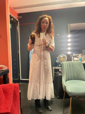 Catherine Bohart Instagram - On Tuesday I filmed Again with Feelings for my first self funded comedy special and it was only doable because of @sohotheatre @clarindafairy @chazzykat Ellen Robertson @jetvevers @jamietouche and team and @tamsinrobertsmua They all held and supported me through but so did the approx 200 people who showed up to watch - thank you all so much!!!! We now have to edit it but gosh, I can’t wait to show it to you and have it available for free for whoever wants to see it. The end of this show’s journey but now it’s time for a little rest and then it’s time to write the next one 🧡 👗 @rixo with usual styling therapy/help from @charlyclive