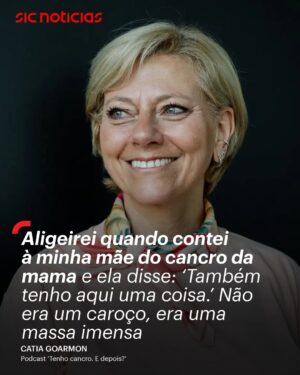 Cátia Goarmon Instagram - Catia Goarmon, conhecida por todos de programas de cozinha como Tia Cátia, fez a biopsia que viria a confirmar o cancro da mama no último dia de 2021. Foi operada poucos meses depois, tirou, como costuma dizer, duzentos gramas de mama e fez radioterapia. Ao mesmo tempo que fazia os tratamentos, a mãe, com 81 anos, também foi diagnosticada com um cancro da mama e passaram juntas pela doença. No podcast 'Tenho Cancro. E Depois?', conta a sua história ao lado do médico Diogo Alpuim Costa, que a acompanhou durante o processo.

Ouça o podcast através do link na bio

#cancrodamama #health #saude #podcast #tenhocancroedepois #sicnoticias