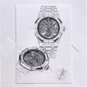 Céline Morel Instagram - - Here’s my sketch of the iconic Royal Oak by the prestigious Maison @audemarspiguet . Creating this reproduction was such a joy. I hope you love it as much as I do! 

• For inquiries and pricing, please contact me via direct message.•

#AudemarsPiguet #RoyalOak #WatchArt #Sketching #LuxuryTimepieces
