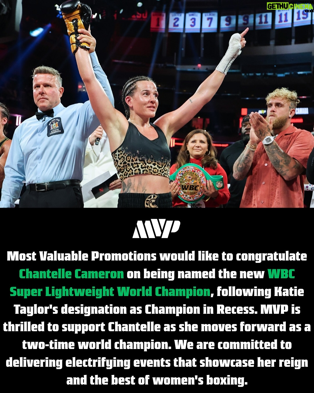 Chantelle Cameron - 1.7K Likes - Chantelle Cameron rises to the throne! 👑 The new WBC Super Lightweight World Champion, following Katie Taylor’s move to Champion in Recess. Chantelle Cameron continues to blaze a trail in women’s boxing and we look forward to delivering her next fight for you all 🥊