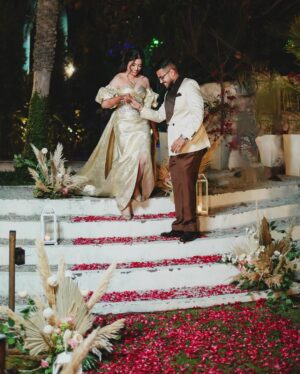 Chetna Sharma Instagram - SAARA MERA HO TU AUR MAI TERA❤️

This was never a dream i had , but 16-03-25 was one which i lived through 🧚‍♀️ . 
I thank each and every atom present😇🥹✨ 
 
8 years ago you saved my contact as ❤️ISHQ❤️ 
Cut to 
Putting ISHQ HAI 🎶to our engagement day memories post.

 Eeeeeee 🎉 (jumping inside like a child)

Last picture is a little very special to me because it has my FAMILY   FRIENDS who believe in us . #mystrength 🌎🧿

Will be sharing some video snippets too, STAY TUNED❤️

Her outfit - custom made
Makeup- Yours Truly 
Hair - @sprinkles_by_dimple 
His outfit- custom made @noblestitchatelier 
Location - @udaanmohali 
Decor- @yamini_creationss_ 
Clicks- @narulagautamphotography