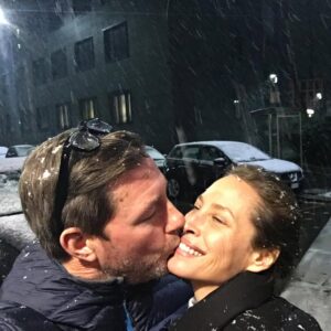 Christy Turlington Instagram - 🥂 to 22 years married. 2 kids in college. 2 fur babies. 2 many memories to name but a few sweet kisses to remind us where we started and how far we’ve come together. 💞